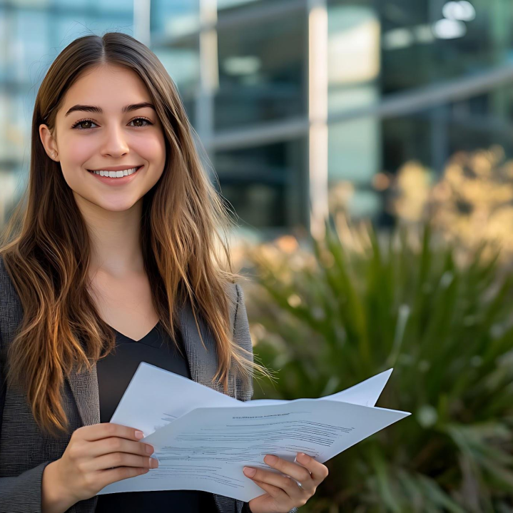 joven profesional con documentos